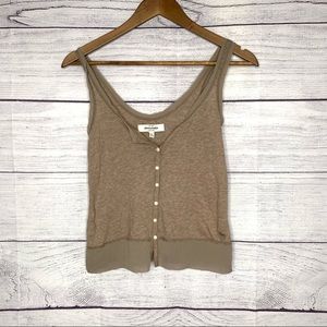 Abercrombie tan button up tank top
